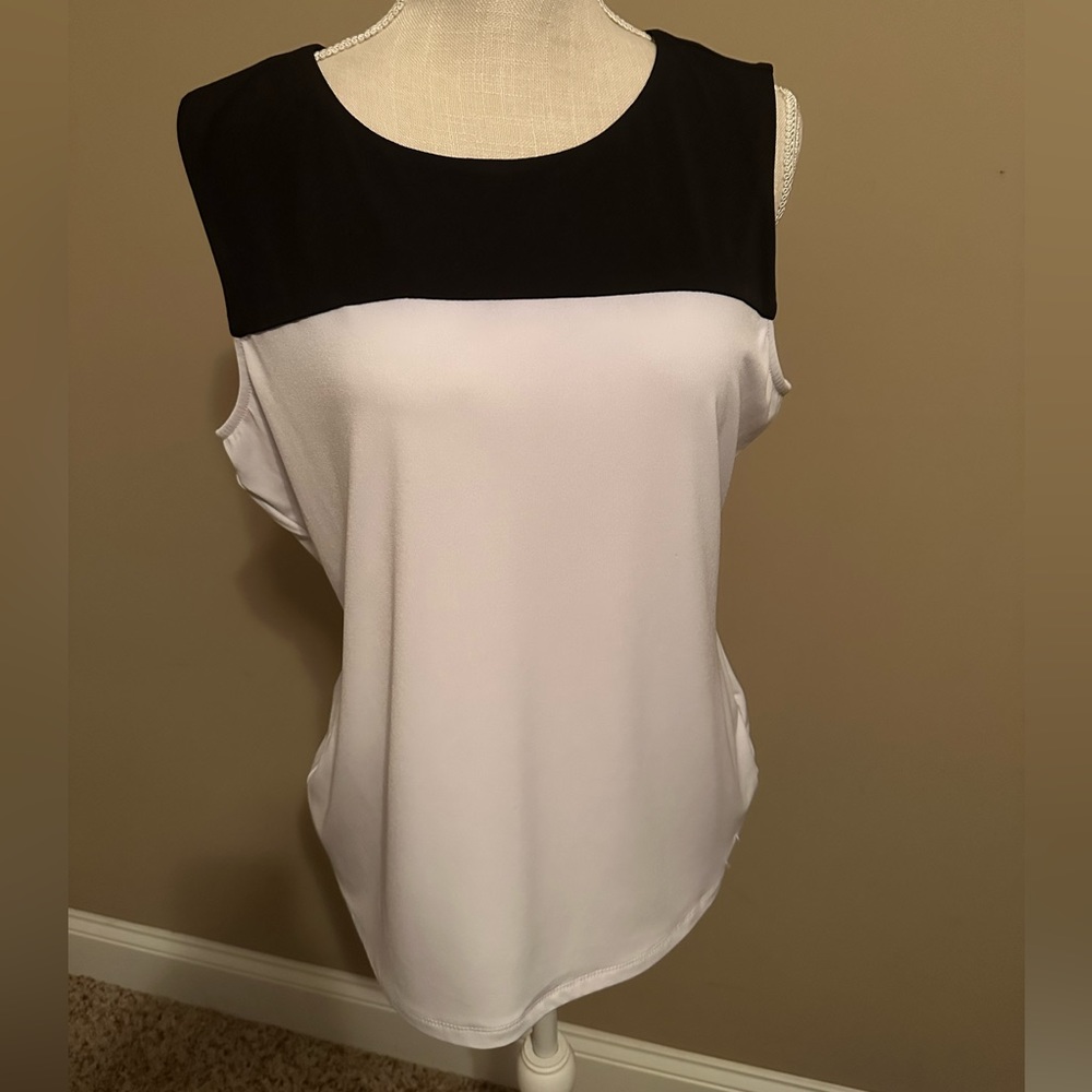 Calvin Klein jersey top. Black and white block color.